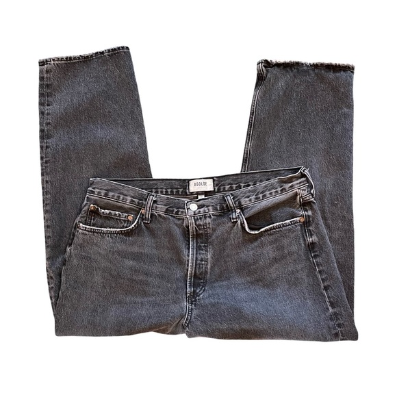 AGOLDE Wyman Mid Rise Straight Leg Vintage Ankle Faded Black Denim Jean Size 32 - Picture 5 of 12